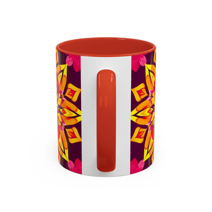 Accent Coffee Mug, Scorpio, Zodiac v1. Flower Pattern, (11, 15oz)