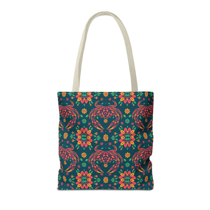 Tote Bag, (AOP), Cancer, Zodiac v1, Flower Pattern