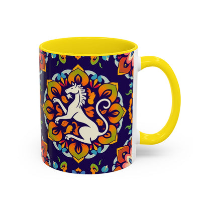 Accent Coffee Mug, Virgo, Zodiac v4. Flower Pattern, (11, 15oz)