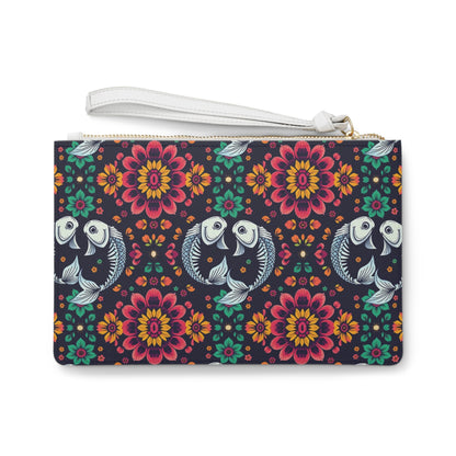 Clutch Bag, Pisces, Zodiac v1, Flower Pattern