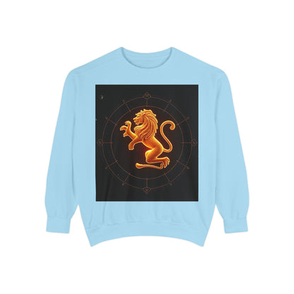 Garment-Dyed Sweatshirt, Unisex, Space Animal Design v1, Leo