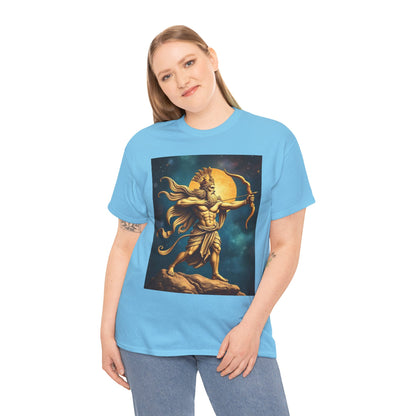 Unisex Heavy Cotton T-Shirt, Midnight Arrow v1, Sagittarius Zodiac Design