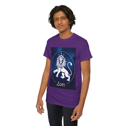 Unisex Heavy Cotton T-Shirt, Space Lion v1, Leo Zodiac Design