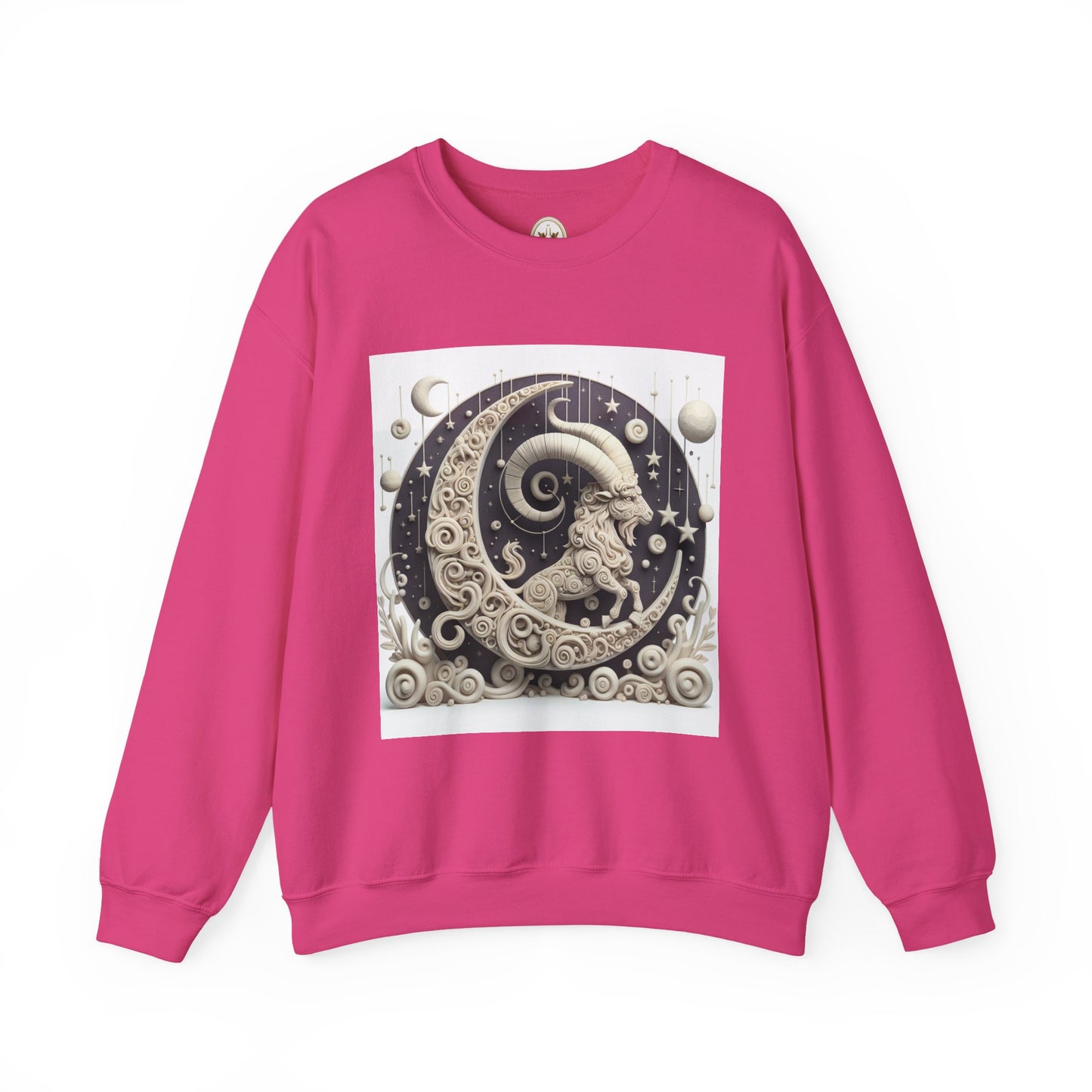 Unisex Heavy Blend™ Crewneck Sweatshirt, Stone Moon, Capricorn Zodiac Design