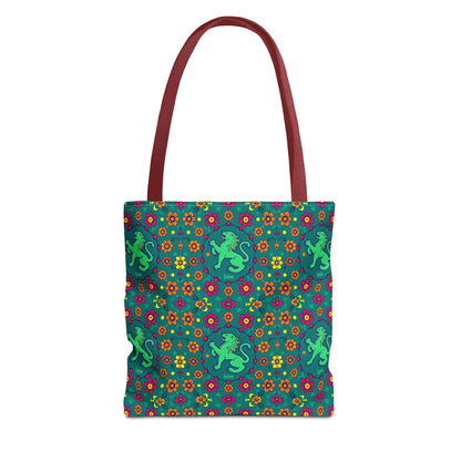 Tote Bag (AOP), Leo, Zodiac v1, Flower Pattern