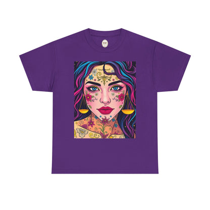 Unisex Heavy Cotton T-Shirt, Libra, Zodiac v4, Sexy Art