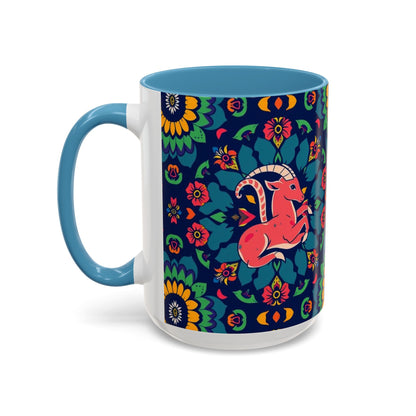 Accent Coffee Mug, Capricorn, Zodiac, Flower Pattern, (11, 15oz)