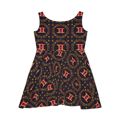 Women's Skater Dress, AOP, Zodiac v1, Gemini, Pattern