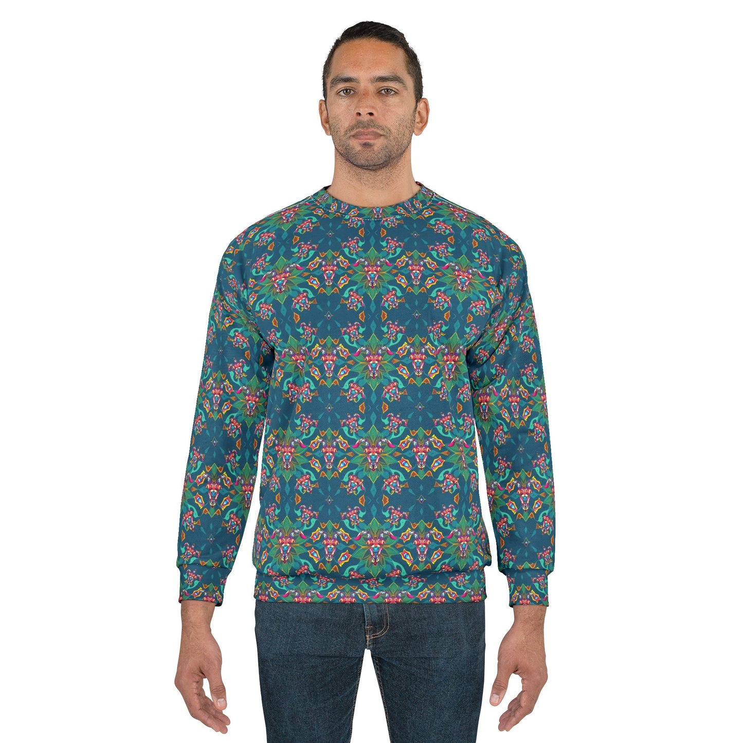 Unisex Sweatshirt (AOP), Taurus, Zodiac v2, Jewel Pattern