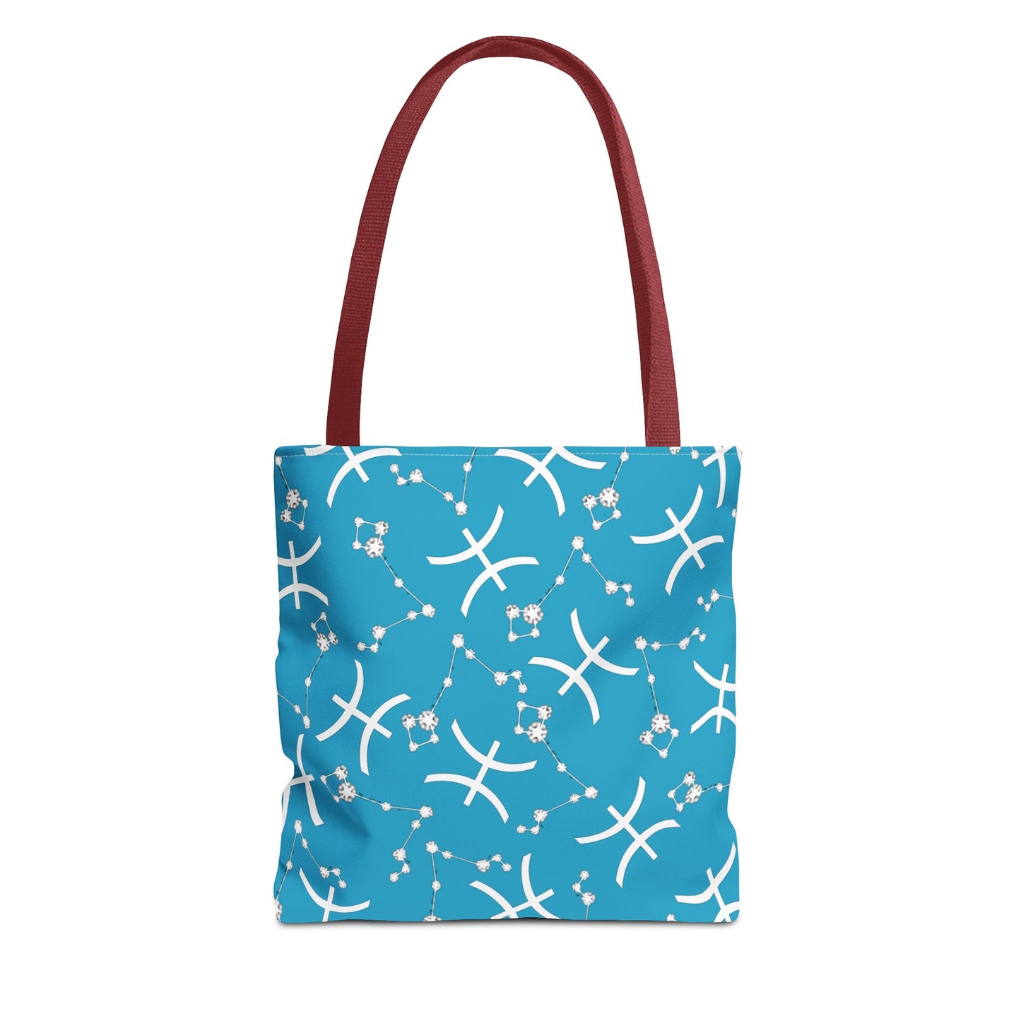Tote Bag, Pisces Zodiac Sign, AOP, (Turquoise, White)