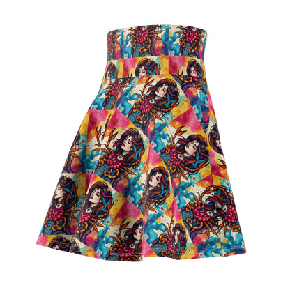 Women's Skater Skirt, (AOP), Scorpio, Zodiac v4, Sexy Pattern