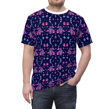 Unisex Cut & Sew T-Shirt, (AOP), Pisces, Zodiac v2, Jewels Pattern