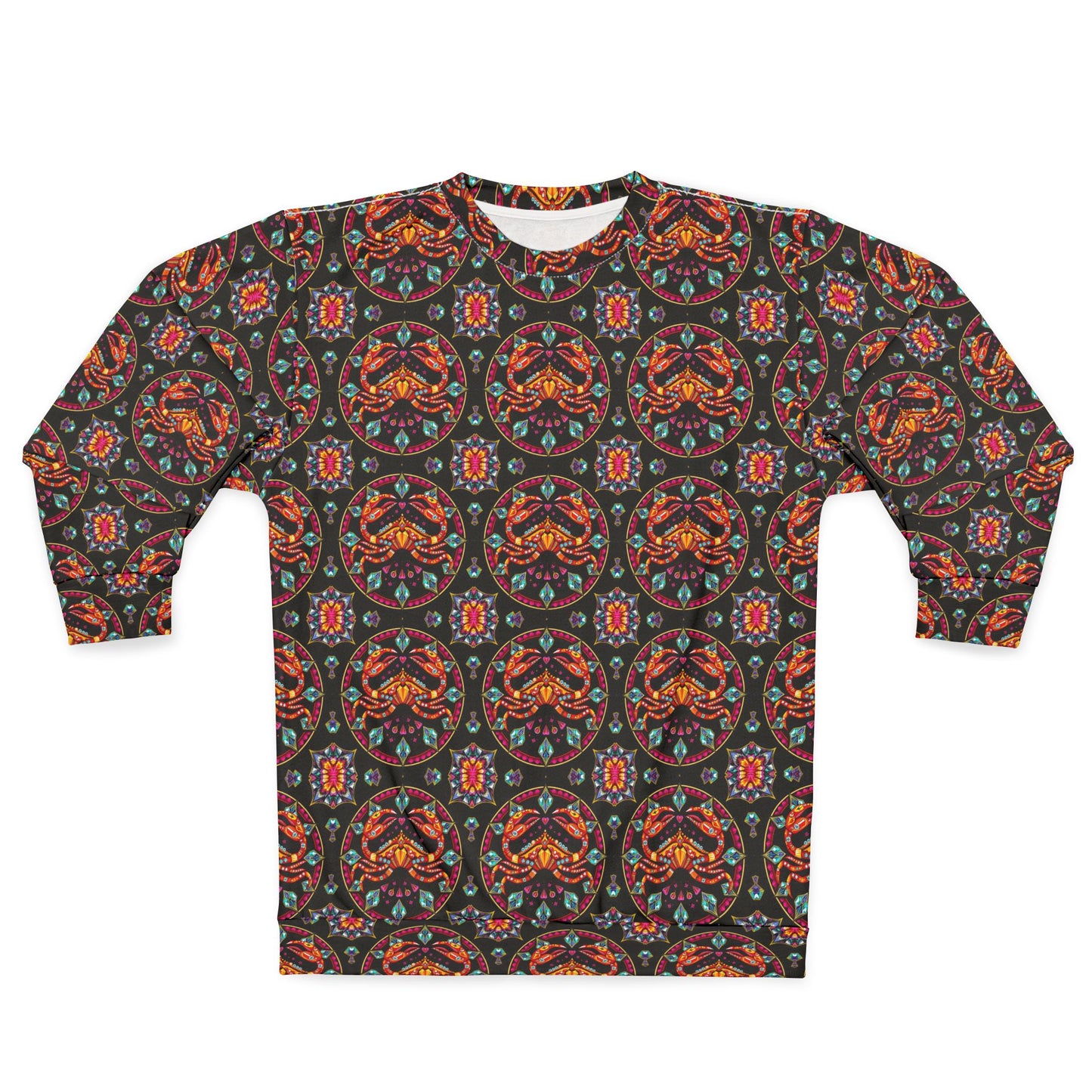Unisex Sweatshirt (AOP), Cancer, Zodiac v3, Jewel Pattern