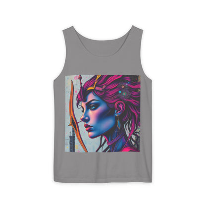 Unisex Garment-Dyed, Tank Top, Sagittarius Design, Pop Art, 100% US cotton