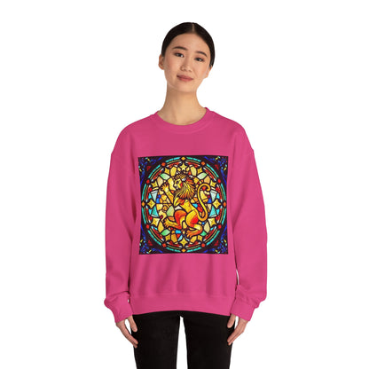 Unisex Heavy Blend™ Crewneck Sweatshirt, Glass 1, Leo Zodiac Design