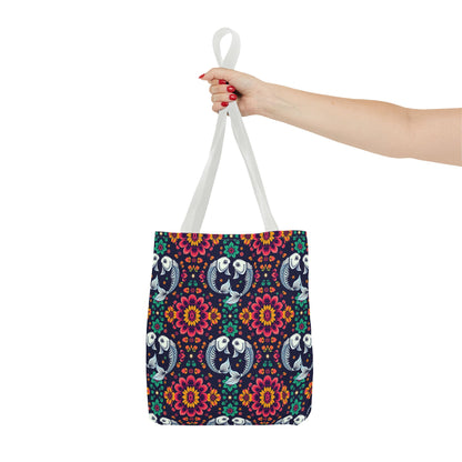 Tote Bag (AOP), Pisces, Zodiac v1, Flower Pattern