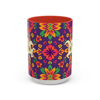 Accent Coffee Mug, Aquarius, Zodiac v2, Flower Pattern, (11, 15oz)