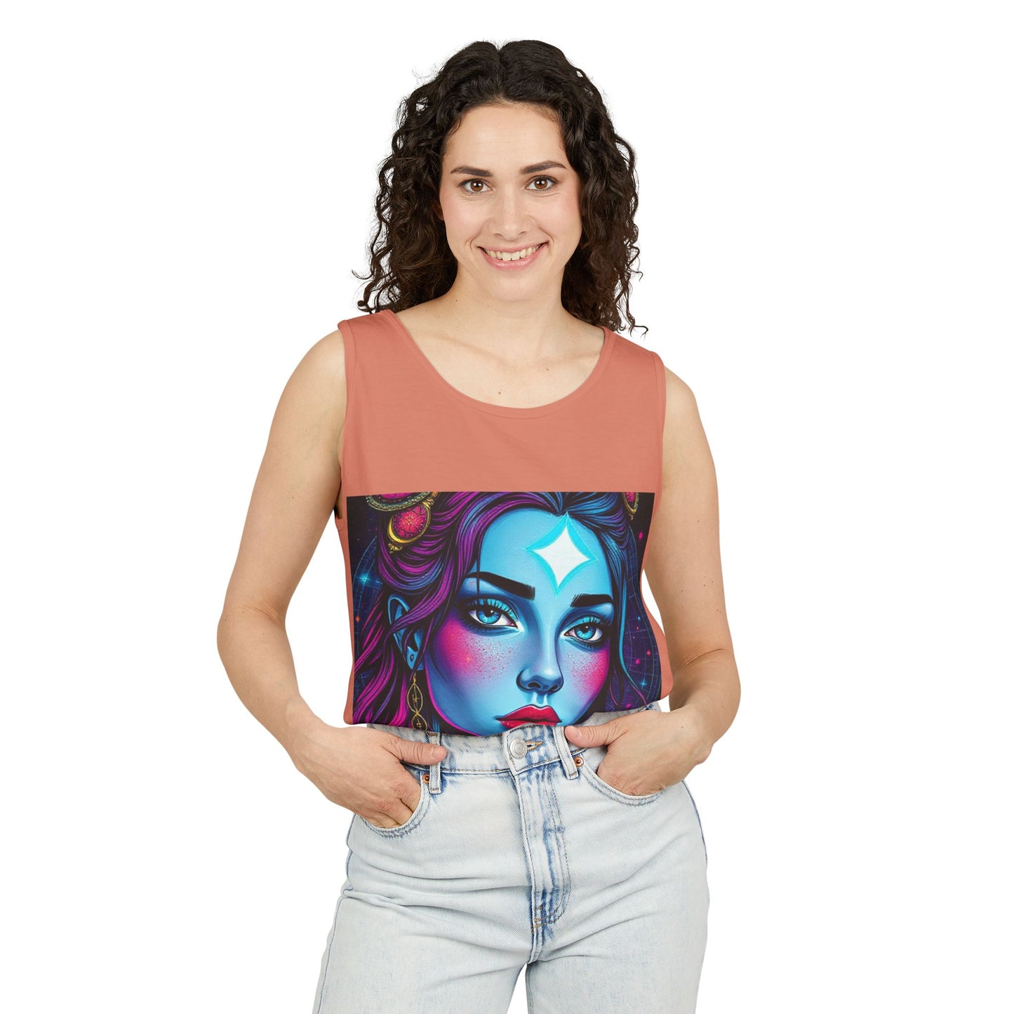Unisex Garment-Dyed, Tank Top, Gemini, Pop Art, 100% US cotton