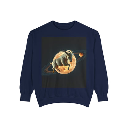 Garment-Dyed Sweatshirt, Unisex, Space Animal Design v1, Taurus