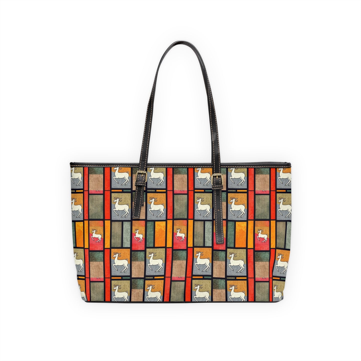 Leather Shoulder Bag, Capricorn, Zodiac v1, Shapes Pattern