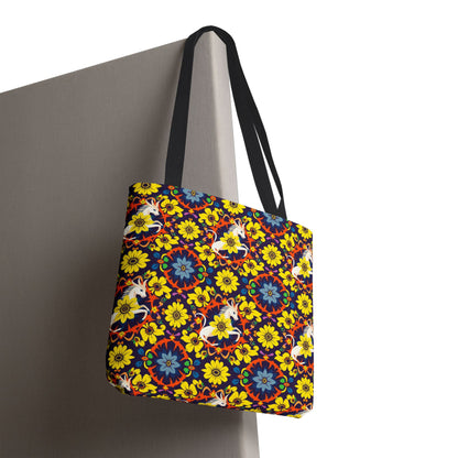Tote Bag (AOP), Aquarius, Zodiac v1, Flower Pattern