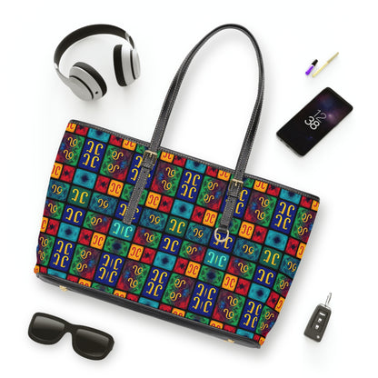 Leather Shoulder Bag, Aquarius, Zodiac v1, Shapes Pattern