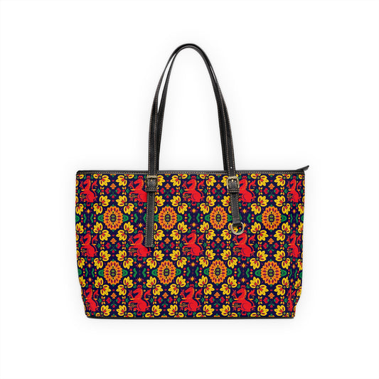 Leather Shoulder Bag, Virgo, Zodiac v1, Flower Pattern