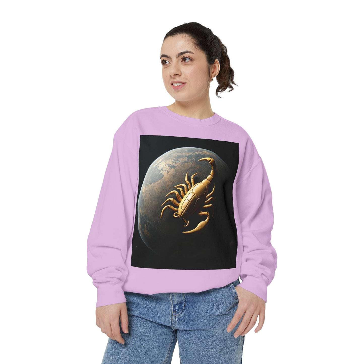 Garment-Dyed Sweatshirt, Unisex, Space Animal Design v1, Scorpio