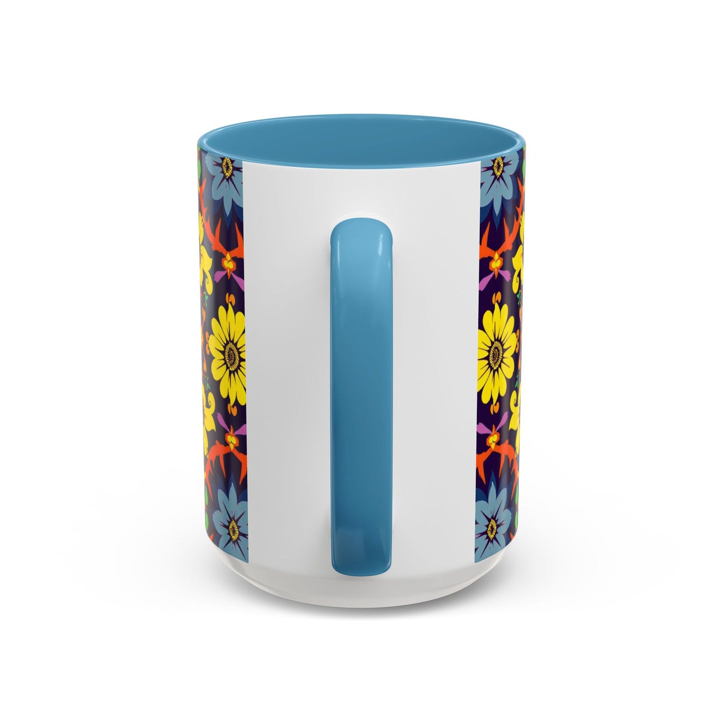 Accent Coffee Mug, Aquarius, Zodiac v1, Flower Pattern, (11, 15oz)