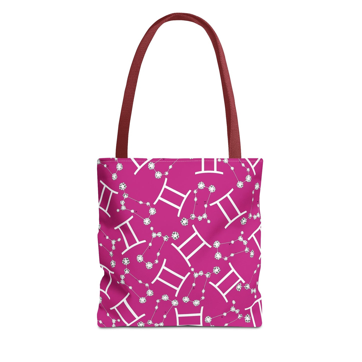 Tote Bag, Gemini Zodiac Sign, AOP, (Pink, White)