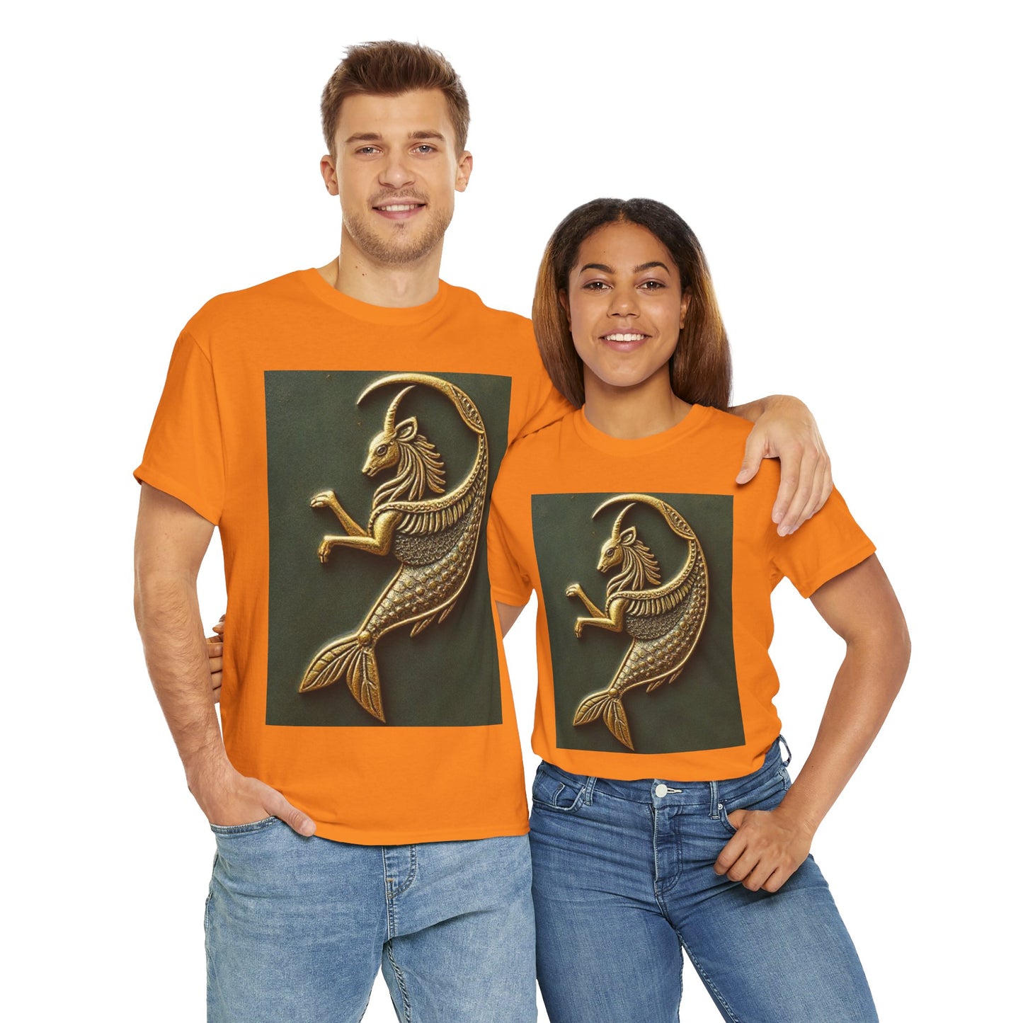 Unisex Heavy Cotton T-Shirt, Capricorn Animal. Symbol, Zodiac Design