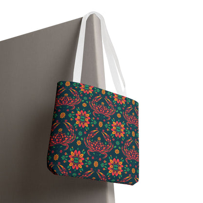 Tote Bag, (AOP), Cancer, Zodiac v1, Flower Pattern