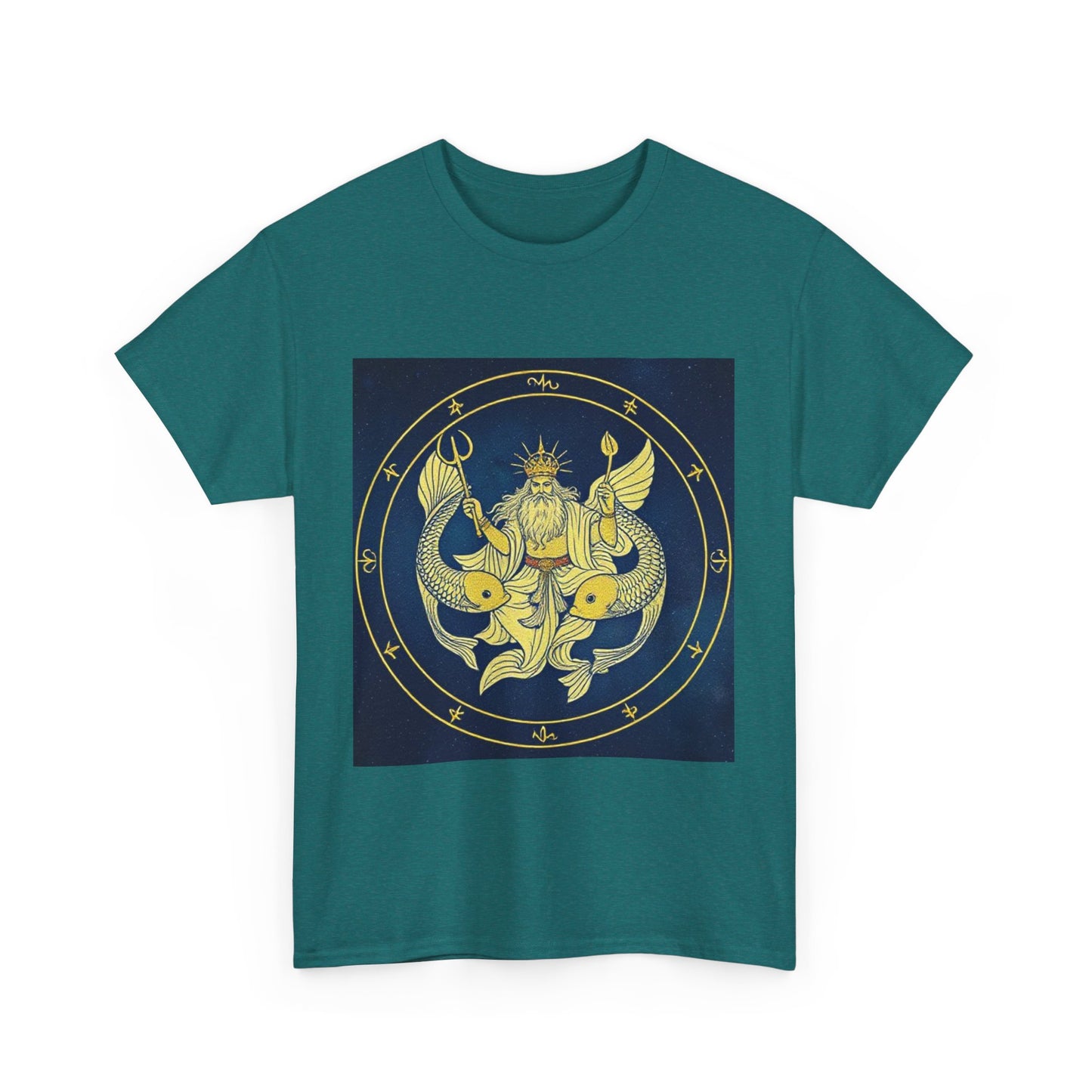 Unisex Heavy Cotton T-Shirt, King of Pisces, Zodiac Design