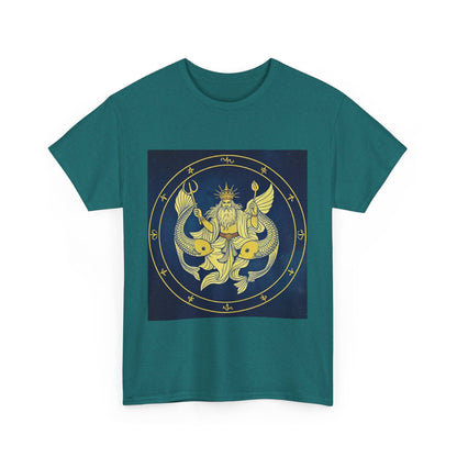 Unisex Heavy Cotton T-Shirt, King of Pisces, Zodiac Design