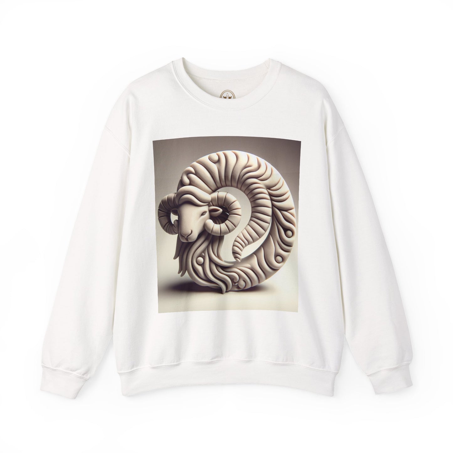 Unisex Heavy Blend™ Crewneck Sweatshirt, Round Statue, Aries Zodiac Design