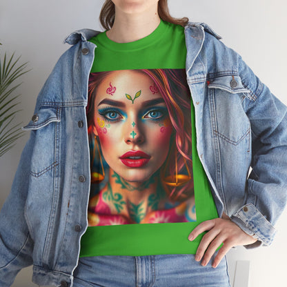Unisex Heavy Cotton T-Shirt, Libra, Zodiac v1, Sexy Art