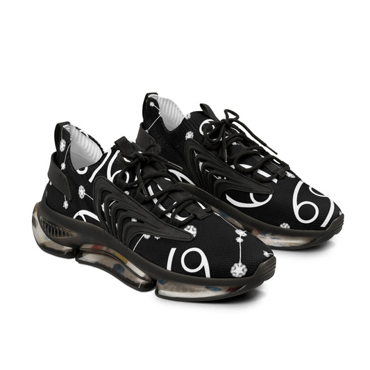 Men's Mesh Sneakers, Cancer Zodiac Sign, AOP, Black
