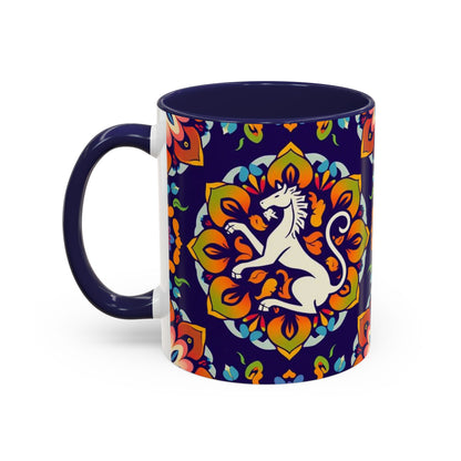 Accent Coffee Mug, Virgo, Zodiac v4. Flower Pattern, (11, 15oz)