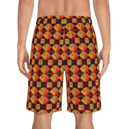 Men's Board Shorts, (AOP), Taurus, Zodiac, Shape Pattern