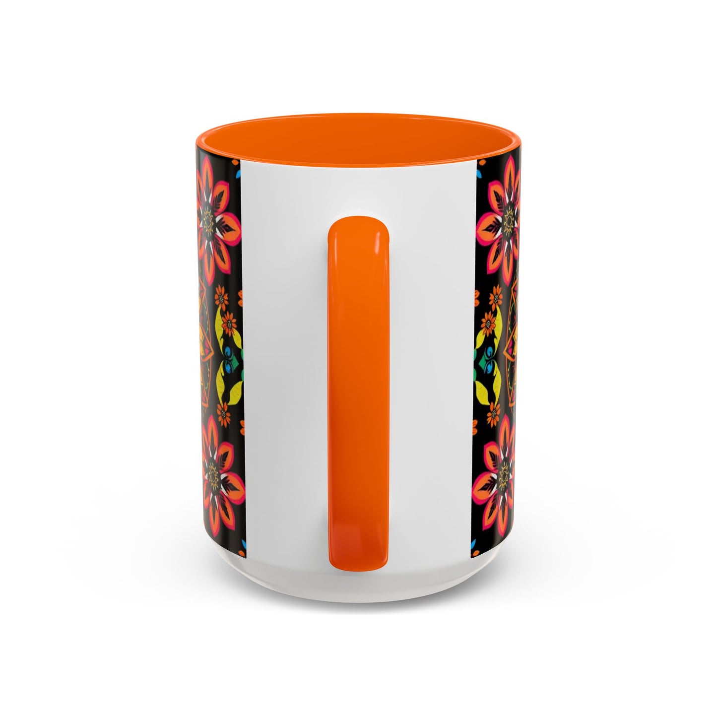Accent Coffee Mug, Sagittarius, Zodiac v2. Flower Pattern, (11, 15oz)