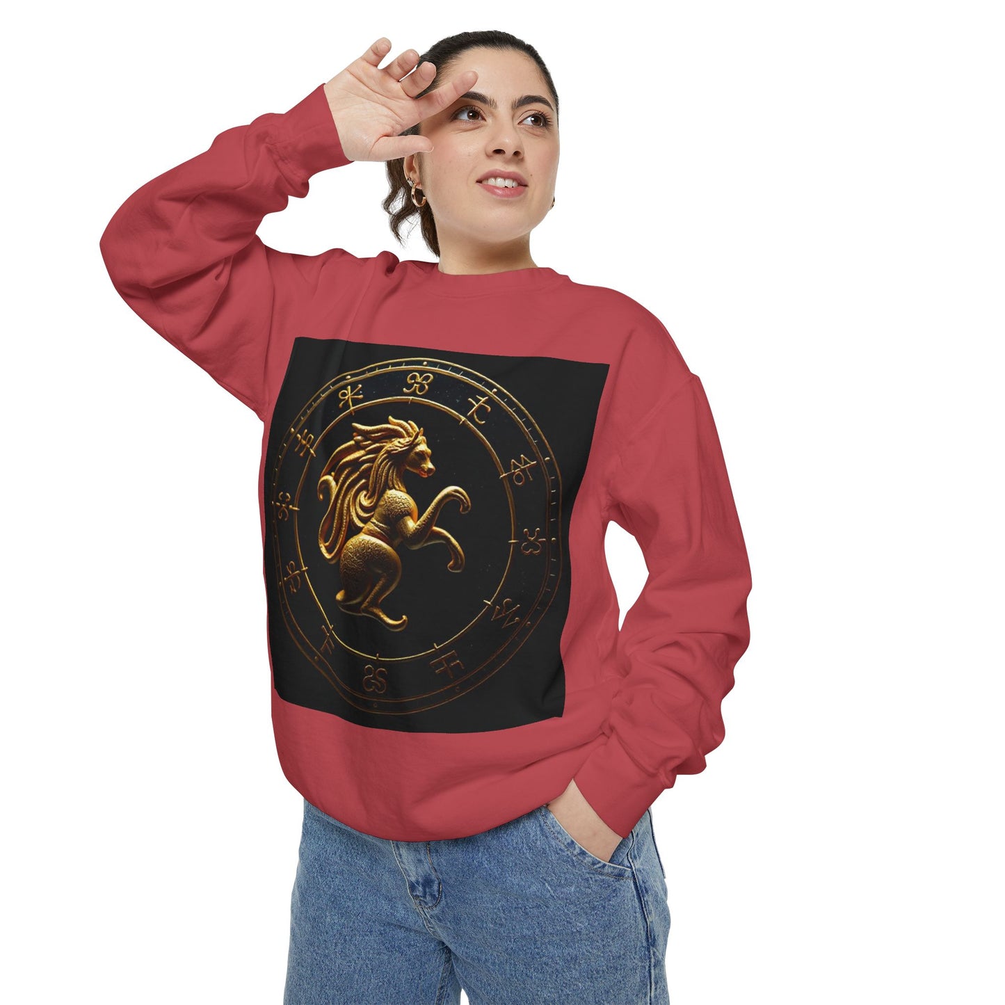 Garment-Dyed Sweatshirt, Unisex, Space Animal Design v1, Virgo