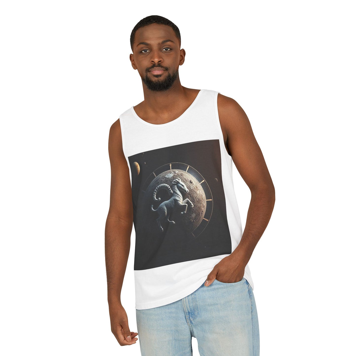 Unisex Garment-Dyed, Tank Top, Aries Design, Planet Animal, 100% Ringspun US cotton