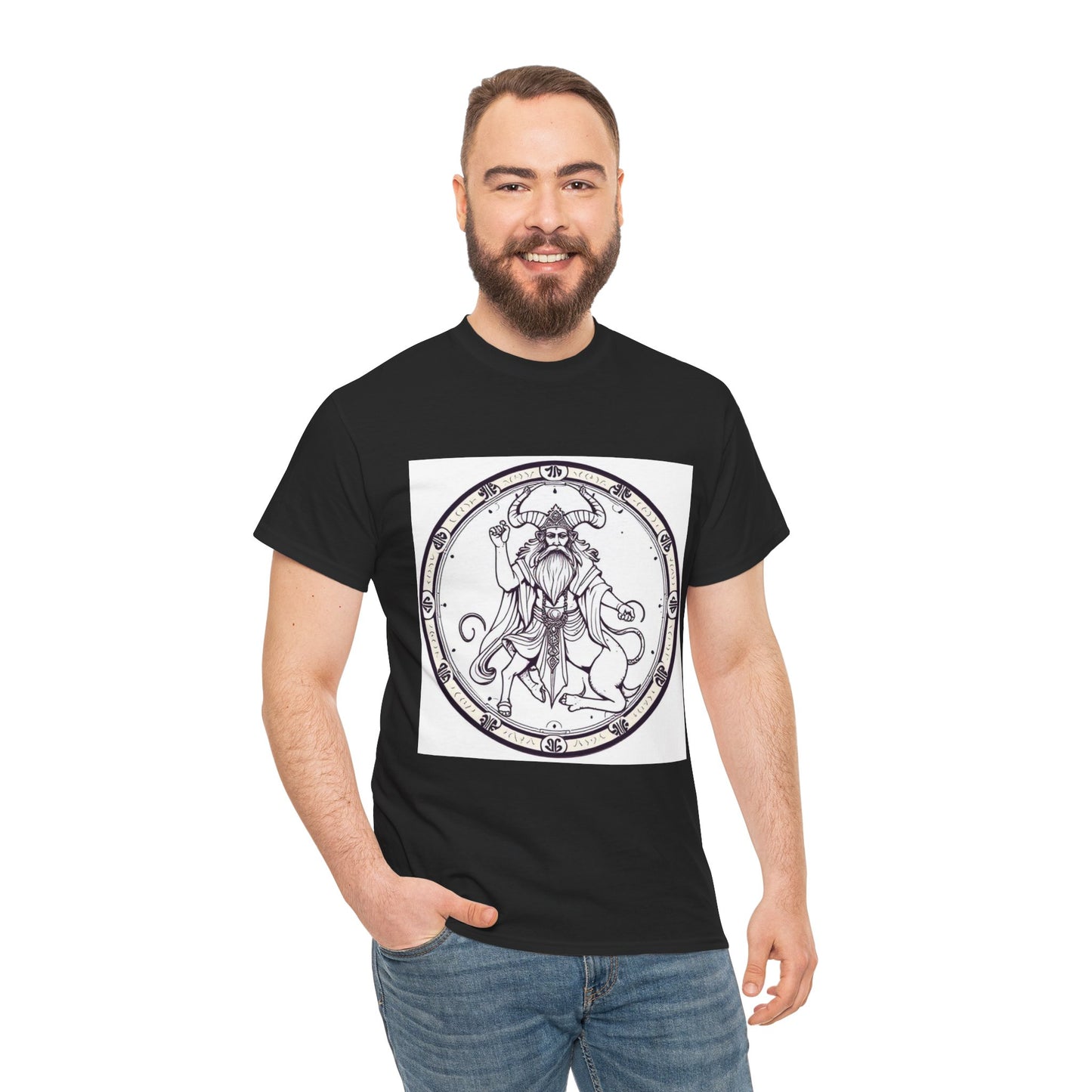 Unisex Heavy Cotton T-Shirt, Bull Centaur v1, Taurus Zodiac Design