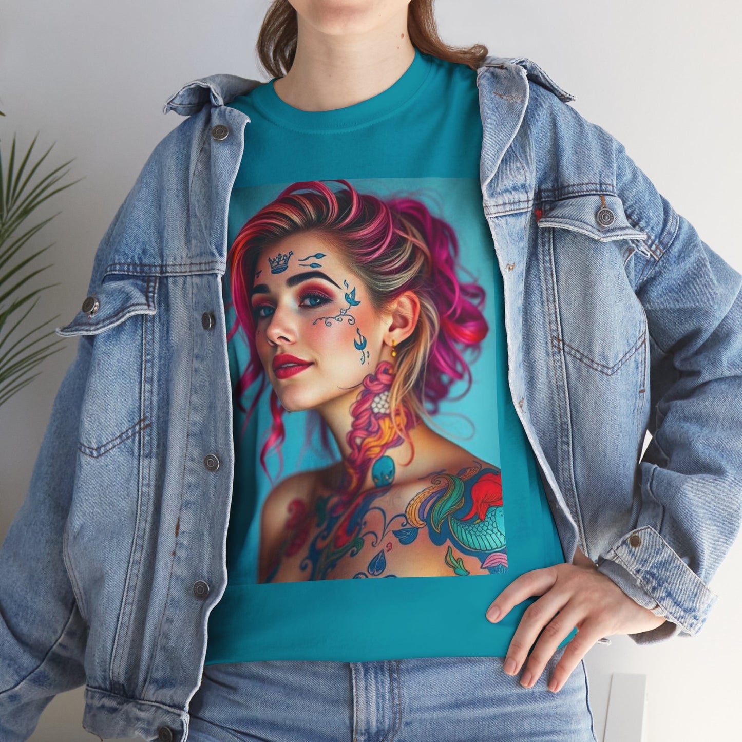 Unisex Heavy Cotton T-Shirt, Pisces, Zodiac v3, Sexy Art