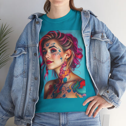 Unisex Heavy Cotton T-Shirt, Pisces, Zodiac v3, Sexy Art