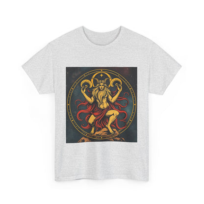 Unisex Heavy Cotton T-Shirt, Aries God 3v, Zodiac Design