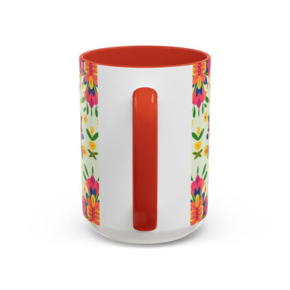 Accent Coffee Mug, Cancer, Zodiac v3, Flower Pattern, (11, 15oz)
