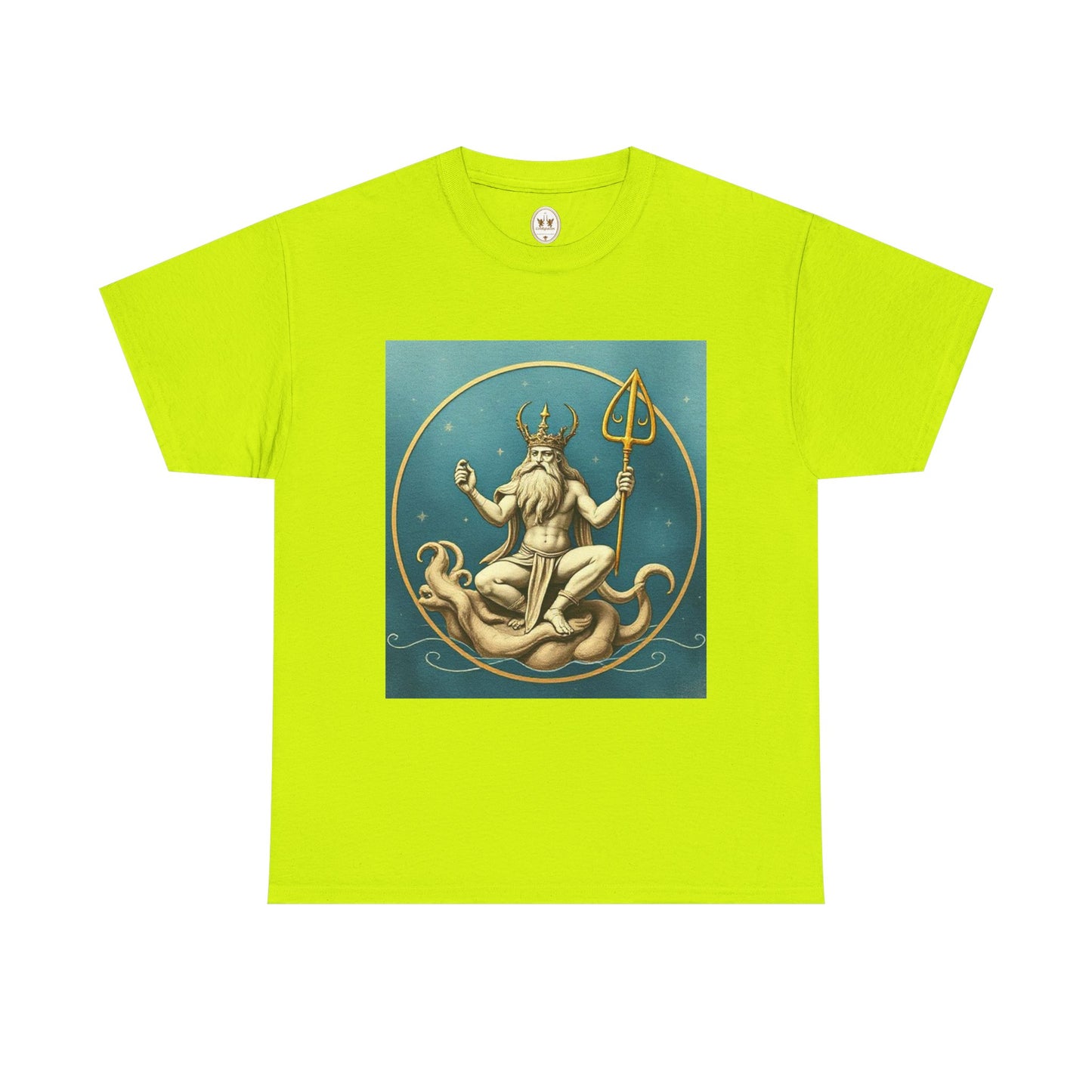 Unisex Heavy Cotton T-Shirt, Aquarius God 2v, Zodiac Design