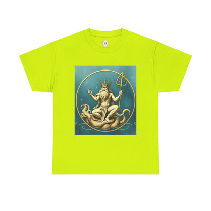 Unisex Heavy Cotton T-Shirt, Aquarius God 2v, Zodiac Design