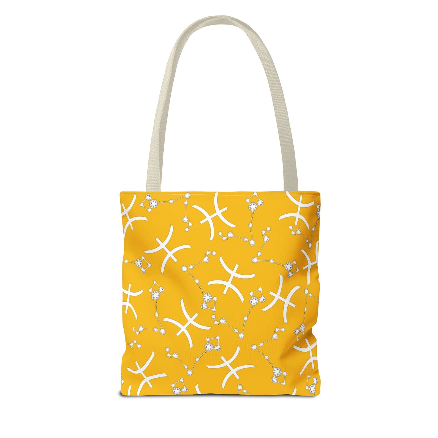 Tote Bag, Pisces Zodiac Sign, AOP, (Yellow, White)